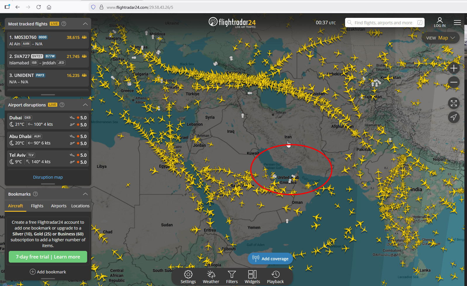 flightradar24 middle east